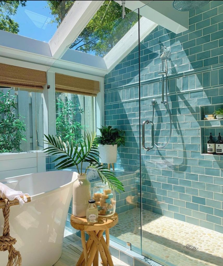 zellige shower blue